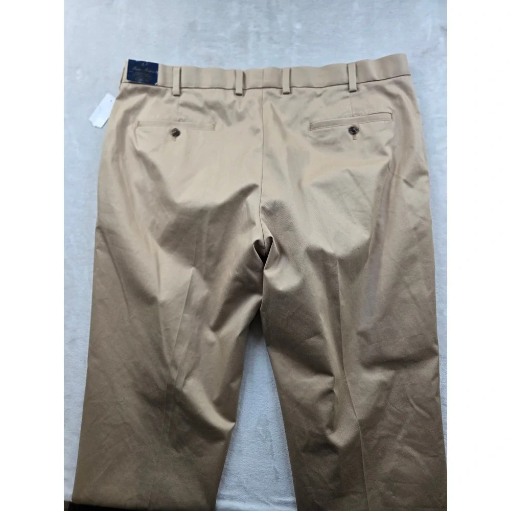 Brooks Brothers Chino Pants Mens 42x32 Tan Cotton Stretch Clark Fit NEW